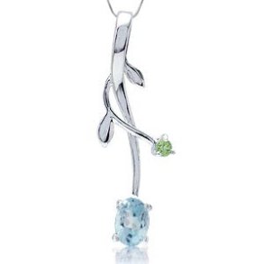 Vedhng med Bl Topas og Peridot - 28mm - u/kde