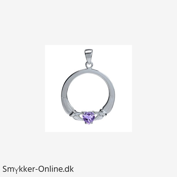 Claddagh vedhng med Ametyst - 30mm - u/kde 