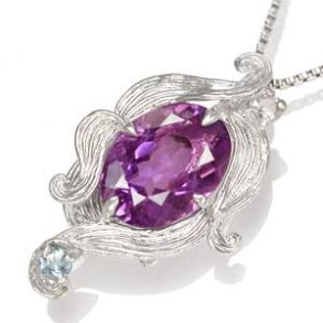 Vedhng med Ametyst og Bl Topas- 31mm - u/kde