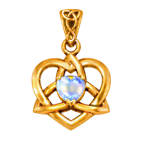 Vedh�ng Keltisk Hjerte / Treenighedssymbolet med M�nesten - 26mm - u/k�de