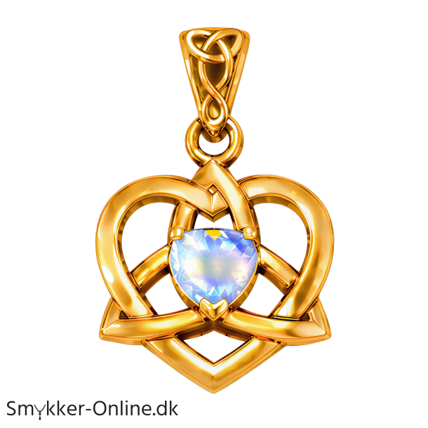 Vedh�ng Keltisk Hjerte / Treenighedssymbolet med M�nesten - 26mm - u/k�de