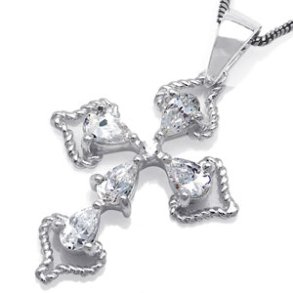 Kors med 6 klar zirkonia - 33mm - u/kde