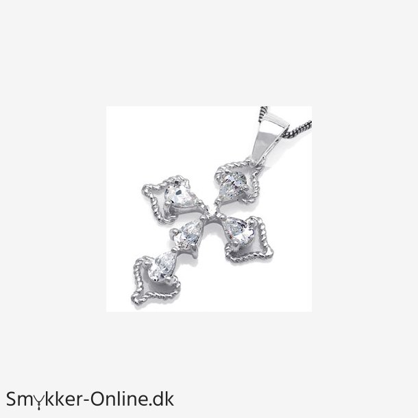 Kors med 6 klar zirkonia - 33mm - u/kde