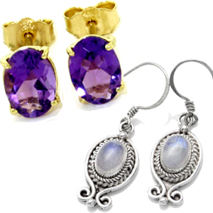 Øreringe med ædelsten